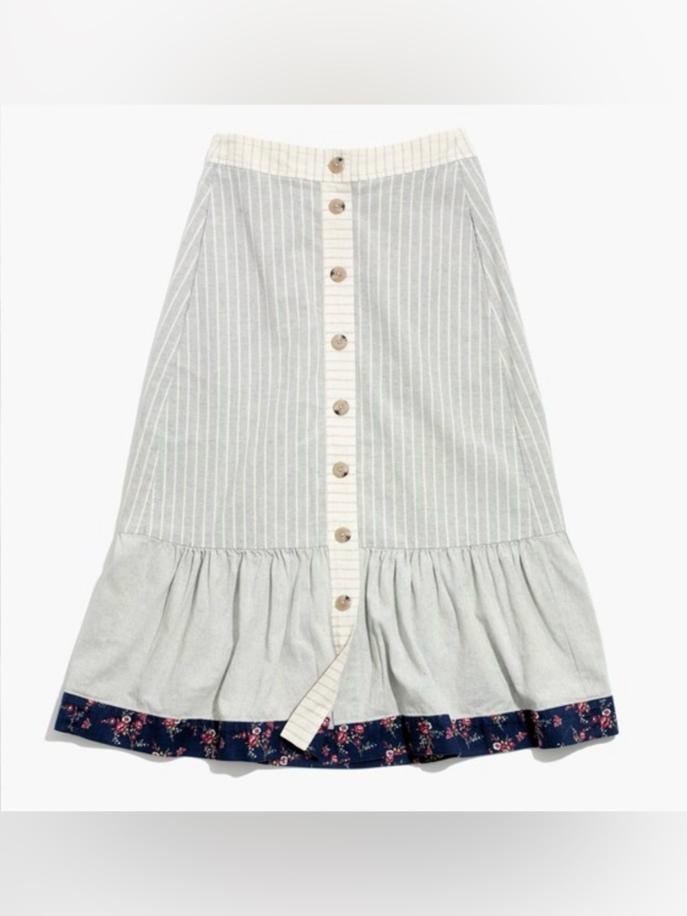 Madewell x The New Denim Project Sz 2 Patchwork Denim Skirt Striped Cottagecore